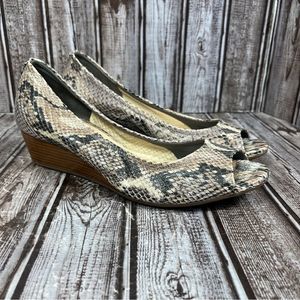 Cole Haan Nike Air Tali Peep Toe Wedges Snake Print Women’s size 8 B